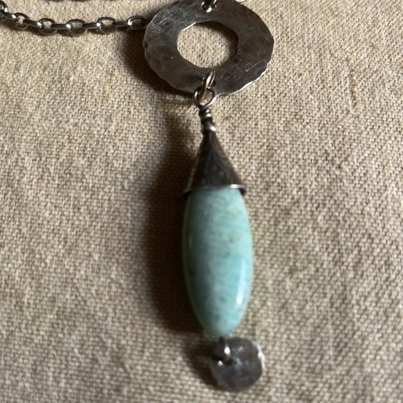 Handcrafted pendant. Mixed metal of sterling details and steel chain. - Picture 2 of 3